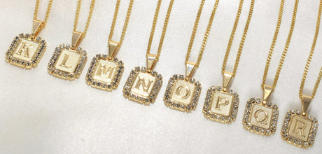 A-Z Initial Pendant Gold Plated Inital with Curb Chains Pendant Necklaces, PaperClip Layering Necklaces