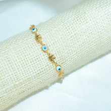 Blue Evil Eye, Elephant Gold Plated Protection Bracelet, 7.5 inch - For Her