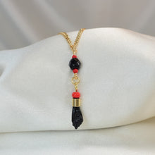 Azabache Gold Plated Red Black Beaded Chain for Kids Adults