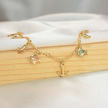 Fish and Anchor Bracelet, Dainty Gold Plated Bracelet, Charm Bracelet for Girls