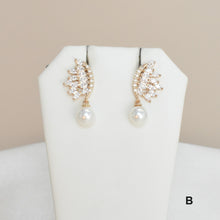 Pearl Earrings, Gold Plated Earrings, Pearl Drop Earrings, Dainty CZ Studs,Gift