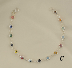 Multicolor EvilEye Bracelet 925 Sterling Silver Protection Pulsera7.5
