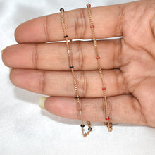 Thin Beaded Chains - Gold Plated Dainty Layering Necklaces in Red Black Beads