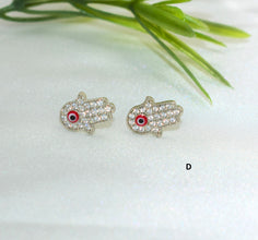 Evil Eye Stud Earrings 925 Sterling Silver Ojo Protection Studs Gift For Her