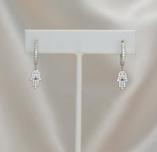 Sterling Silver Hamsa Hand Protection Necklace and Earrings Jewelry Set