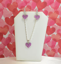 Sterling Silver Multi Color Stone Heart Necklace and Earring Jewelry Set