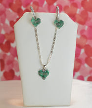 Sterling Silver Multi Color Stone Heart Necklace and Earring Jewelry Set