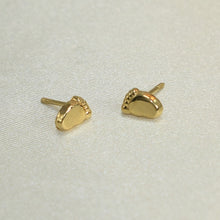14K Solid Yellow Gold Baby Foot Earrings, Dainty Screw Back Studs, Gift For Her