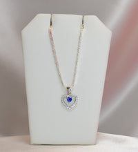 Sterling Silver Multi Color Stone Hollow Heart Necklace and Earring Jewelry Set