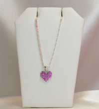 Sterling Silver Multi Color Stone Heart Necklace and Earring Jewelry Set