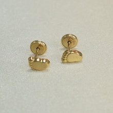 14K Solid Yellow Gold Baby Foot Earrings, Dainty Screw Back Studs, Gift For Her