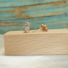 Gold plated OWL Stud Earrings, Animal Earrings, Animal Studs