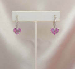 Sterling Silver Multi Color Stone Heart Necklace and Earring Jewelry Set