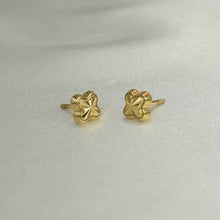 14K Solid Yellow Gold Flower Earrings, Dainty Minimal Screw Back Studs, Gift For Her