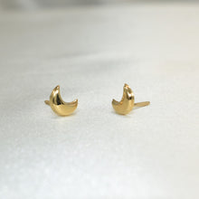 14K Solid Yellow Gold Moon Earrings -Crescent, Half Moon, Screw Back Studs, Gift