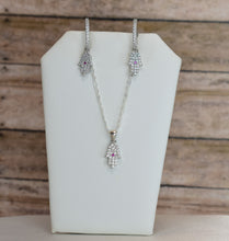 Sterling Silver Hamsa Hand Protection Necklace and Earrings Jewelry Set