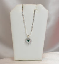 Sterling Silver Multi Color Stone Hollow Heart Necklace and Earring Jewelry Set
