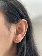 14K Solid Yellow Gold Round Earrings, CZ Dainty Screw Back Studs, Gift for Her