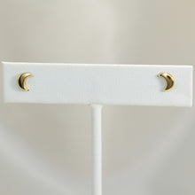 14K Solid Yellow Gold Moon Earrings -Crescent, Half Moon, Screw Back Studs, Gift