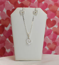 Sterling Silver Heart Necklace and Stud Earring Jewelry Set