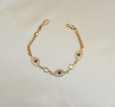 Blue Evil Eye Protection Bracelet - Gold Plated Everyday Dainty Stackable Bracelet 7.5