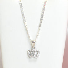 Sterling Silver Crown Earring and Necklace Jewelry Set