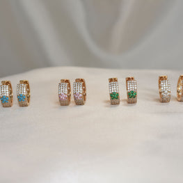 Elegant Cluster Gold Huggies Hoops - Everyday Dainty Small Gold Plated Earrings - Anniversary Gift for her