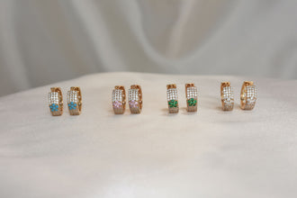 Elegant Cluster Gold Huggies Hoops - Everyday Dainty Small Gold Plated Earrings - Anniversary Gift for her