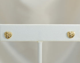 14K Solid Yellow Gold Heart Love Earrings, Dainty Screw Back Stud Earring For her