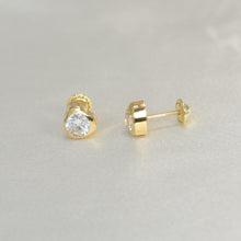 14K Solid Yellow Gold Love Heart Earrings, Dainty Screw Back Studs, Gift For Her