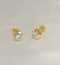 14K Solid Yellow Gold Love Heart Earrings, Dainty Screw Back Studs, Gift For Her