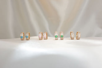 Elegant Cluster Gold Huggies Hoops - Everyday Dainty Small Gold Plated Earrings - Anniversary Gift for her