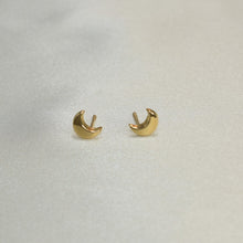 14K Solid Yellow Gold Moon Earrings -Crescent, Half Moon, Screw Back Studs, Gift