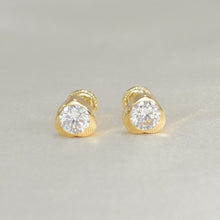 14K Solid Yellow Gold Love Heart Earrings, Dainty Screw Back Studs, Gift For Her