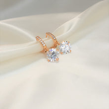 Dangly CZ Gold Plated Huggie Hoop Earrings, Single CZ Hoop earrings