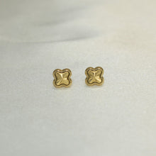 14K Solid Yellow Gold Flower Earrings, Dainty Minimal Screw Back Studs, Gift For Her