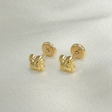 14K Solid Yellow Gold Flower Earrings, Dainty Minimal Screw Back Studs, Gift For Her
