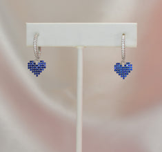 Sterling Silver Multi Color Stone Heart Necklace and Earring Jewelry Set