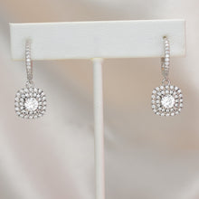 Sterling Silver Round Cut Square CZ Stone Earring and Necklace Jewelry Set