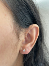 14K Solid Yellow Gold Round Earrings, CZ Dainty Screw Back Studs, Gift for Her