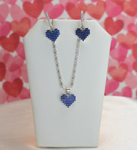 Sterling Silver Multi Color Stone Heart Necklace and Earring Jewelry Set