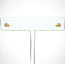 14K Solid Yellow Gold Baby Elephant Earrings, Round Screw Back CZ Studs, Gift.