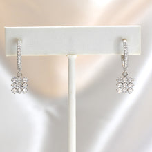 Sterling Silver Tiny Square CZ Cluster Earrings and Necklace Jewelry Set