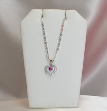 Sterling Silver Multi Color Stone Hollow Heart Necklace and Earring Jewelry Set