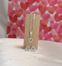 Sterling Silver Heart Necklace and Stud Earring Jewelry Set