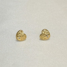 14K Solid Yellow Gold Heart Love Earrings, Dainty Screw Back Stud Earring For her