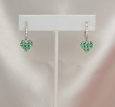 Sterling Silver Multi Color Stone Heart Necklace and Earring Jewelry Set