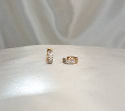 Elegant Cluster Gold Huggies Hoops - Everyday Dainty Small Gold Plated Earrings - Anniversary Gift for her