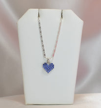 Sterling Silver Multi Color Stone Heart Necklace and Earring Jewelry Set